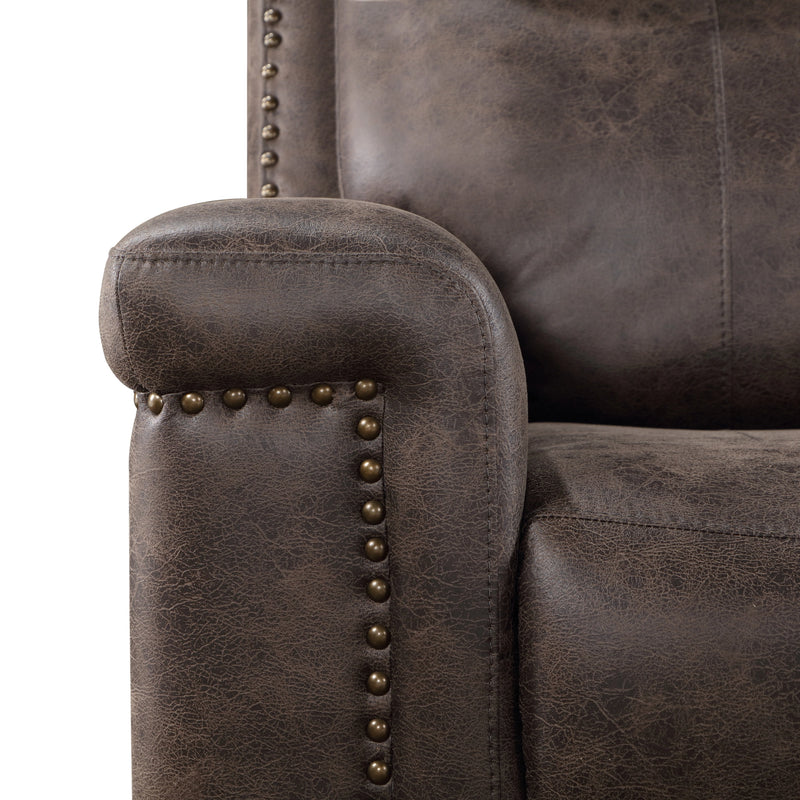 Quade Console Loveseat W/ Dual Recliners-Mocha