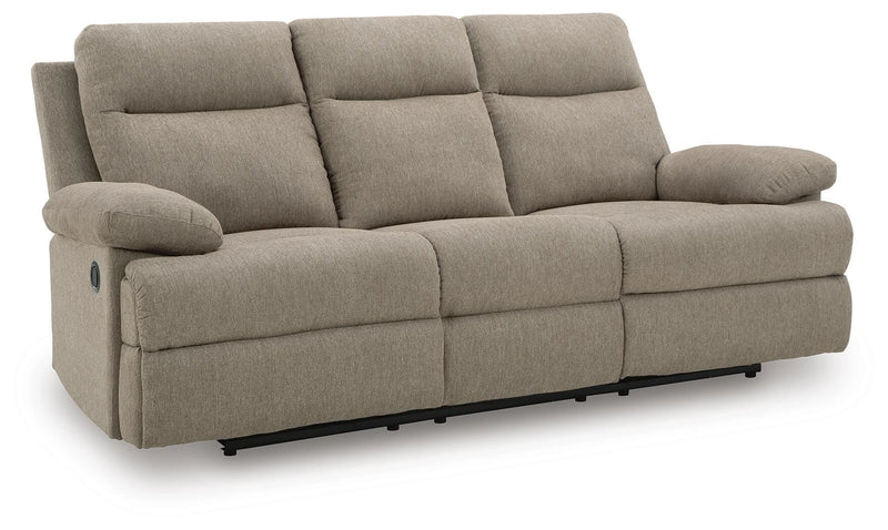 Side-Swipe Reclining Sofa with Drop Down Table